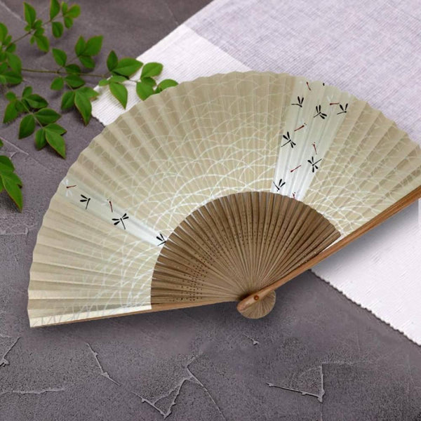 Yamani Dragonfly Design 金色 Sensu 手持折扇 21.5 厘米
