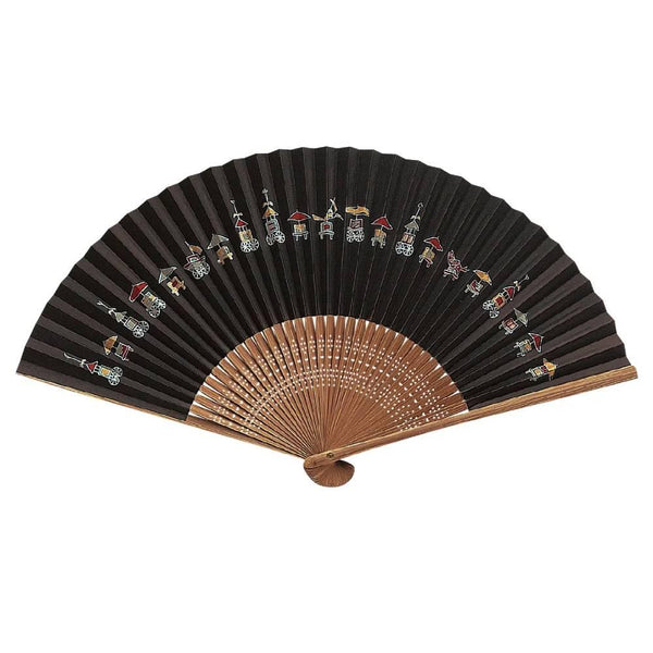 Yamani Festival Carts Design 黑色 Sensu 手持折扇 21.5 厘米