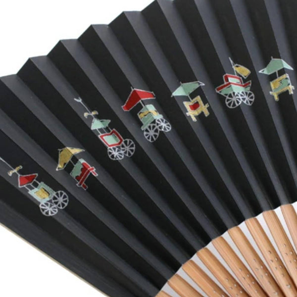 Yamani Festival Carts Design 黑色 Sensu 手持折扇 21.5 厘米