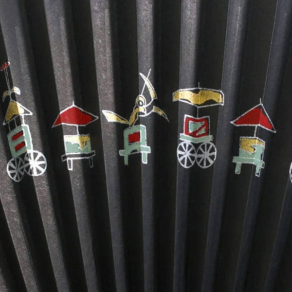 Yamani Festival Carts Design 黑色 Sensu 手持折扇 21.5 厘米