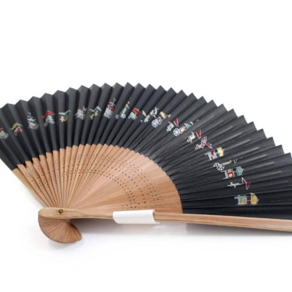 Yamani Festival Carts Design 黑色 Sensu 手持折扇 21.5 厘米