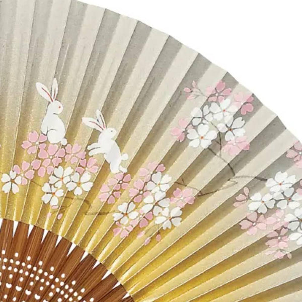 Yamani Sakura & Rabbits 小 Sensu 手持折扇 19.5 厘米