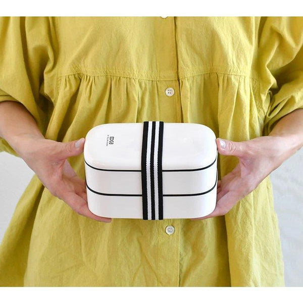 Yellow Studio Bento Box 2 層微波爐日式午餐盒白色