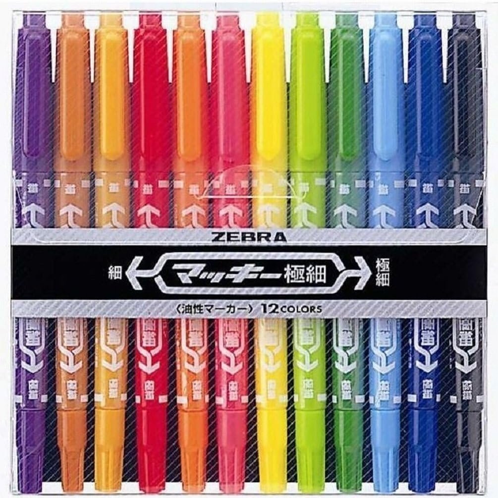 Zebra Mckee 超細雙頭油基底記號筆 12 色